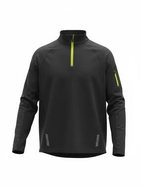 FILA Sport Running Fitted Athletic Shirt Black/Fluorescent Yellow Size Medium